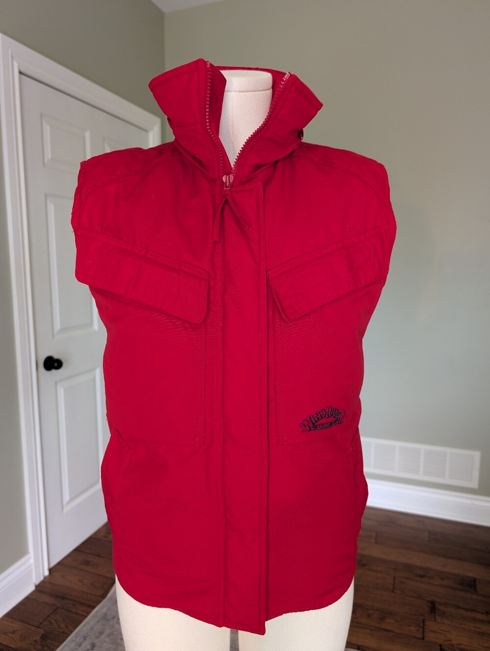 Wind River Women's Red Down Puffer Vest Hidden Hood Outdoor Hiking Size S